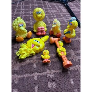 Vintage Sesame Street Big Bird Toy Lot Playskool Mattel PVC Figures Hammer